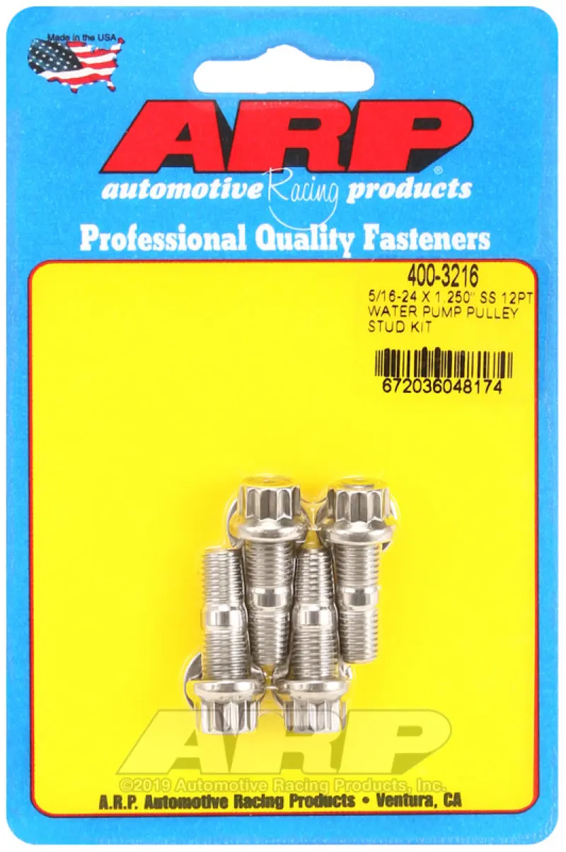 Arp 5/16-24 X 1.250 Ss 12Pt Water Pump Pulley Stud Kit 1