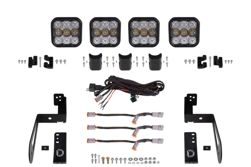 Diode Dynamics Jeep Jk Ss5 4-Pod Crosslink Grille Lightbar Kit Sport - White Combo 1