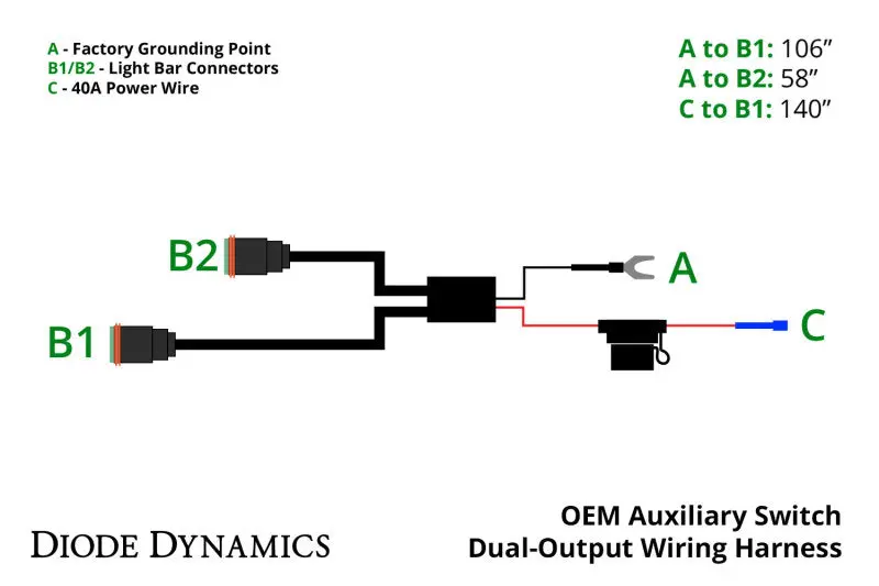 Diode Dynamics Oem Auxiliary Switch Dual-Output Wiring Harness 1
