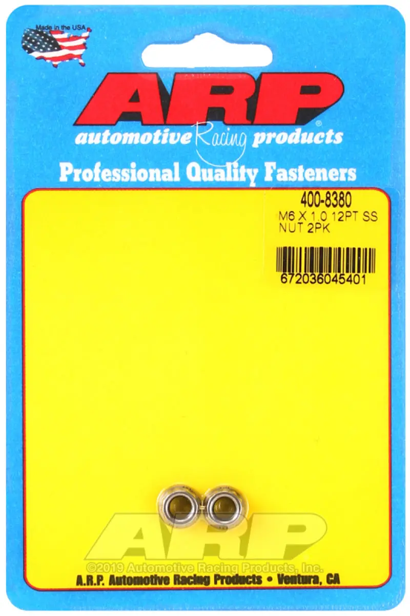 Arp M6 X 1.00 (M8 Wr) Ss 12Pt Nut Kit (Set Of 2) 1