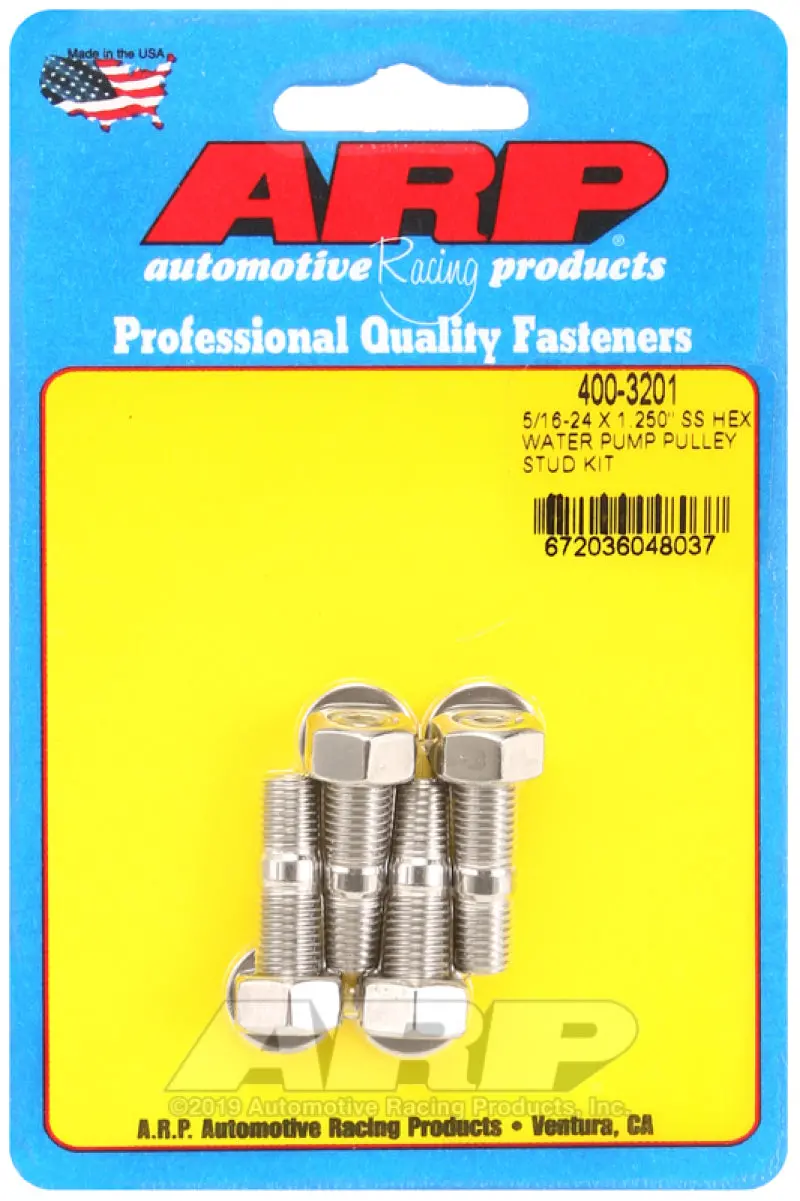 Arp 5/16-24 X 1.250 Ss Hex Water Pump Pulley Stud Kit 1