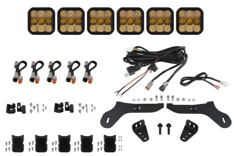 Diode Dynamics 17-20 Ford Raptor Ss5 Grille Crosslink Lightbar Kit - Sport Yellow Combo 1