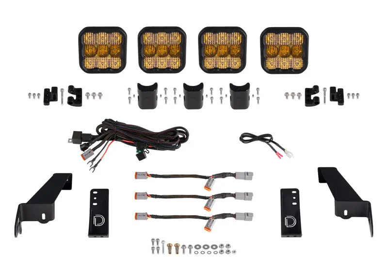 Diode Dynamics Jeep Jl Ss5 4-Pod Crosslink Grille Lightbar Kit Pro - Yellow Combo 1