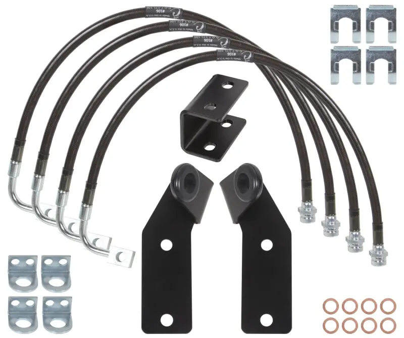 Carli 07-17 Jeep Wrangler Extended Brake Lines Guides And E-Brake Drop Bracket 1