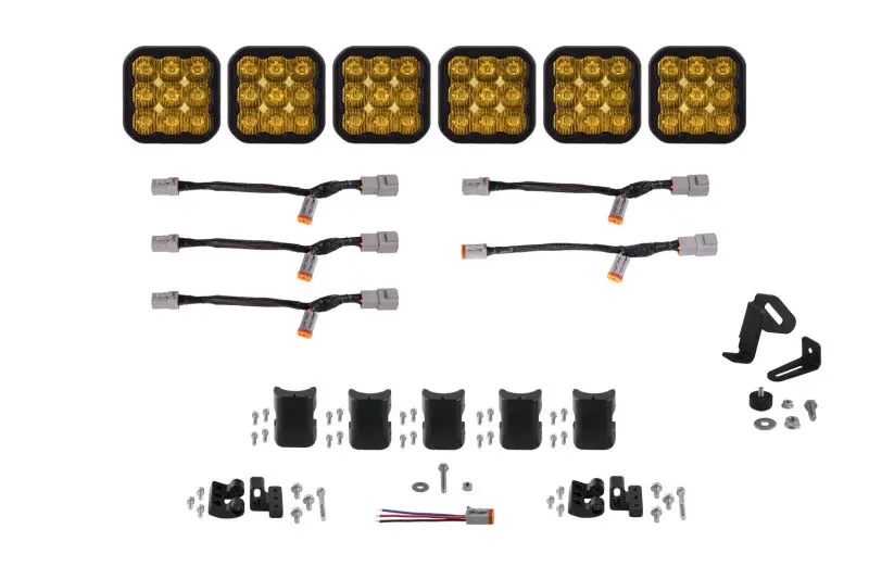 Diode Dynamics Ss5 Pro Universal Crosslink 6-Pod Lightbar - Yellow Driving 1
