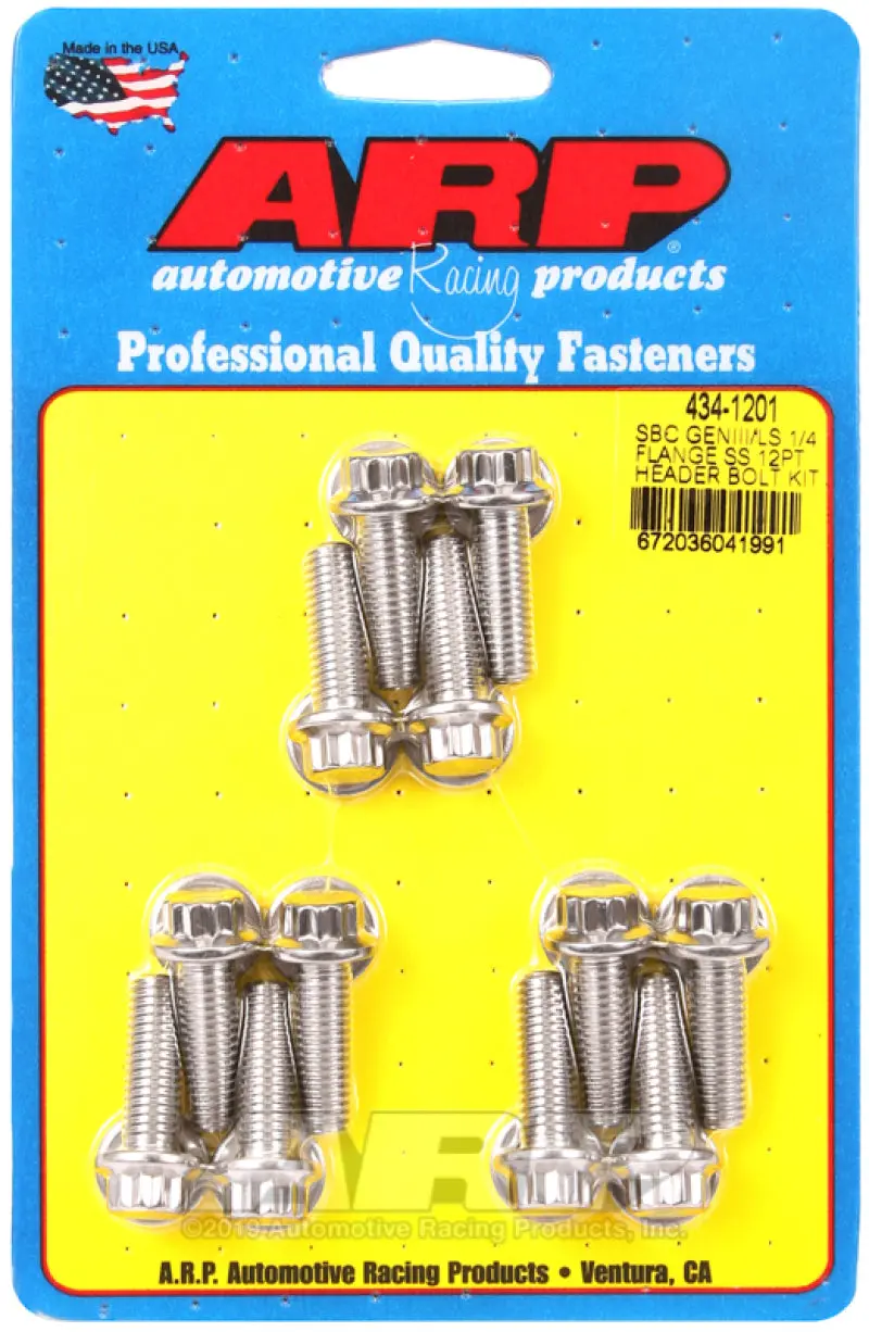 Arp Chevy Sbc/Geniii Ls 1/4In Flange Ss 12Pt Header Bolt Kit 1