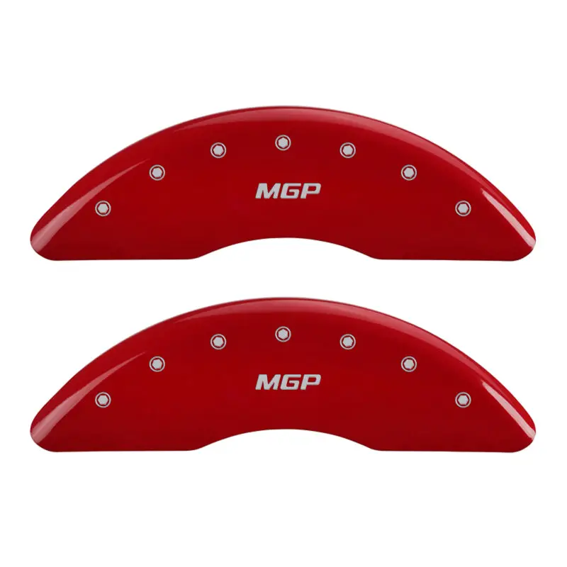 Mgp Engraved 4-Piston Caliper Covers – Front And Rear For 2016 Honda Civic, Red Finish With Silver Chrome Accents 1