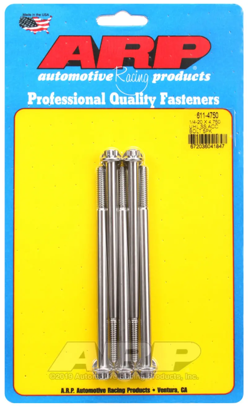 Arp 1/4-20 X 4.750 12Pt Stainless Steel Bolts (Set Of 5) 1