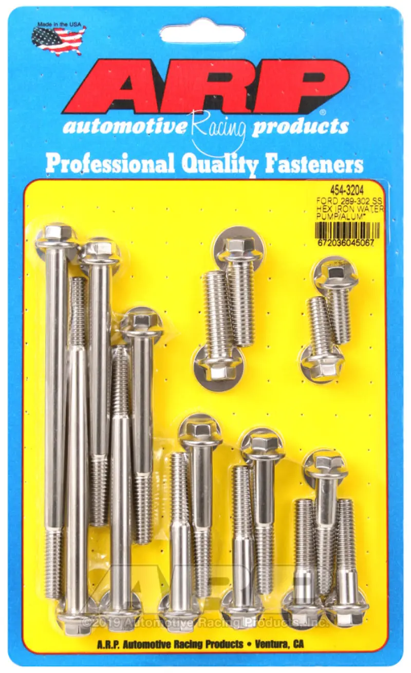 Arp Ford 289-302 Ss Hex Iron Water Pump And Front Cover Bolt Kit 1