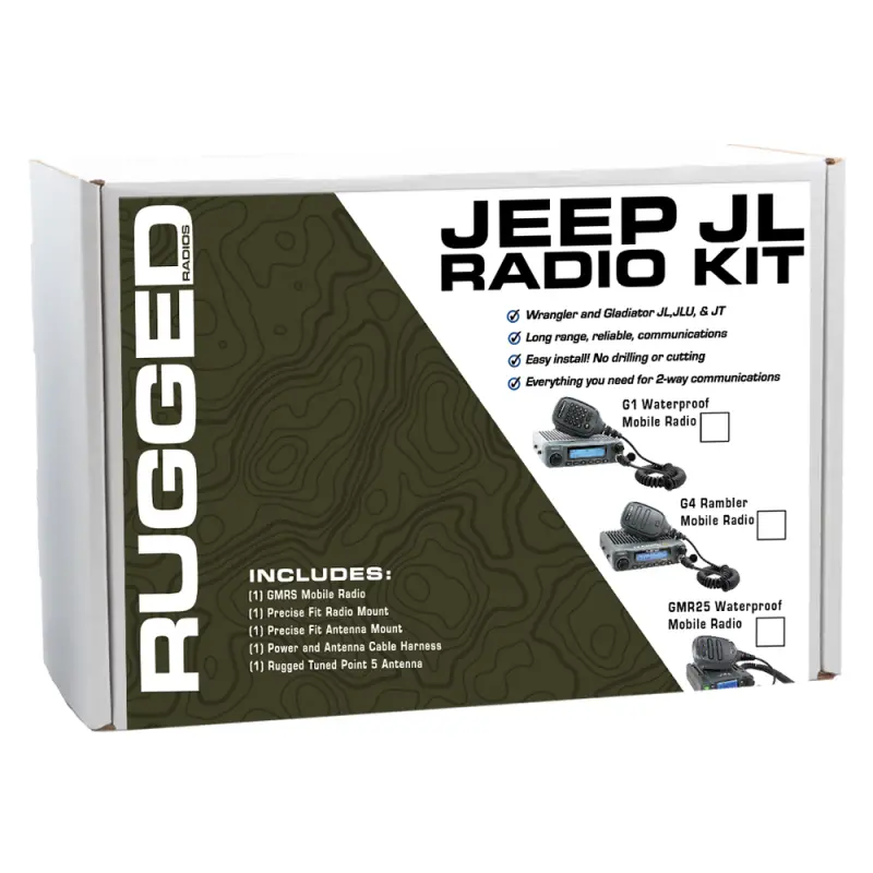 Rugged Radios Jeep Wrangler Jl/Jlu/Gladiator Jt 2-Way Gmrs Radio Kit 25 Watt - Gmr25 Waterproof 1