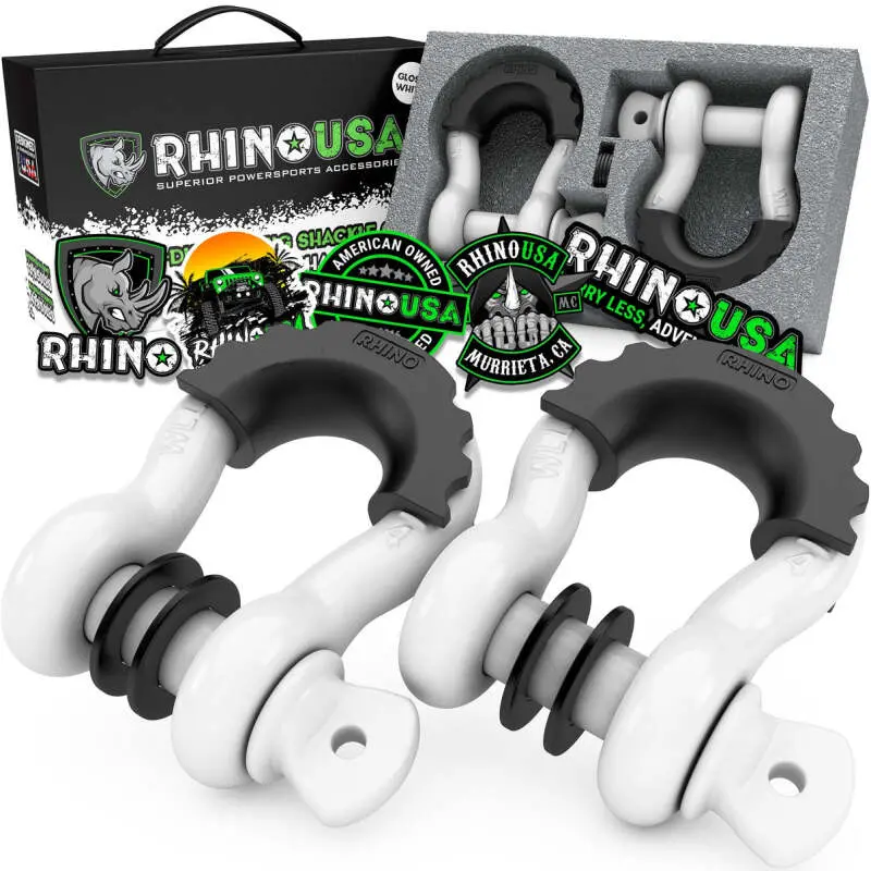 Rhino Usa 3/4In D-Ring Shackle Set (2-Pack)(White) 1
