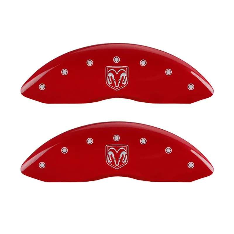 Mgp 4 Caliper Covers Engraved Front Ram Engraved Rear Ramhead Red Finish Silver Ch 1