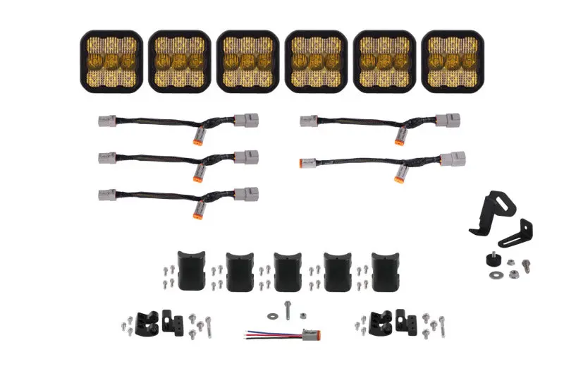 Diode Dynamics Ss5 Pro Universal Crosslink 6-Pod Lightbar - Yellow Combo 1