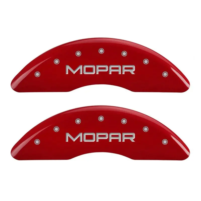 Mgp Engraved 4-Piston Caliper Covers For Mopar Vehicles – Red Finish With Silver Accent 1