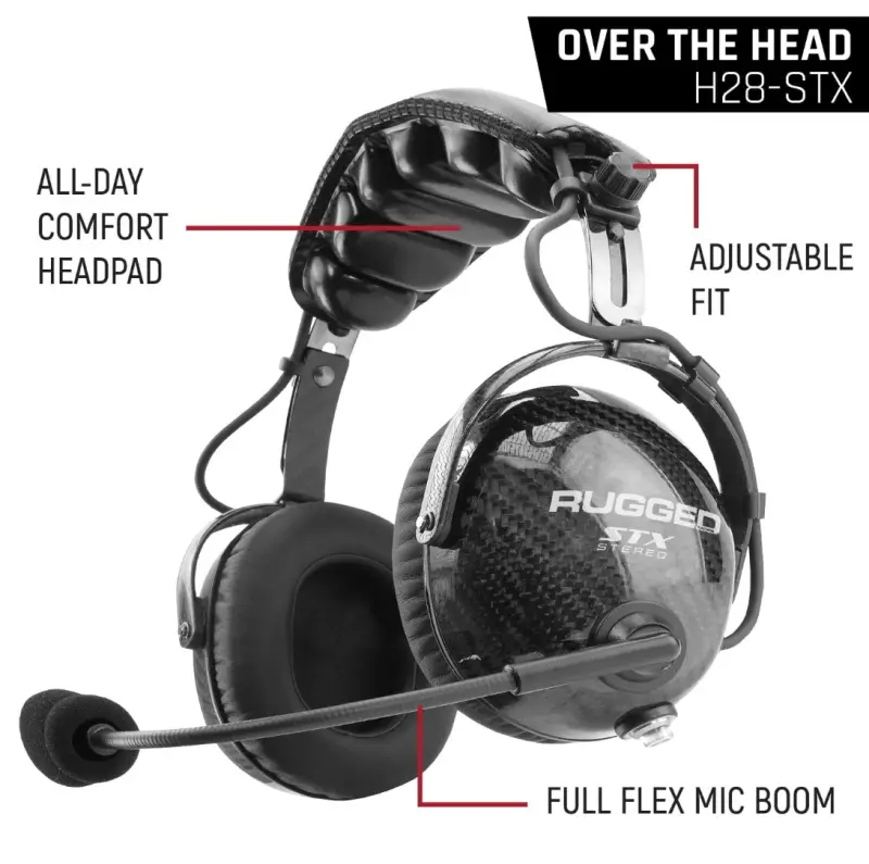 Rugged Radios Alphabass Carbon Fiber Headset For Stereo And Offroad Intercoms Over The Head 1