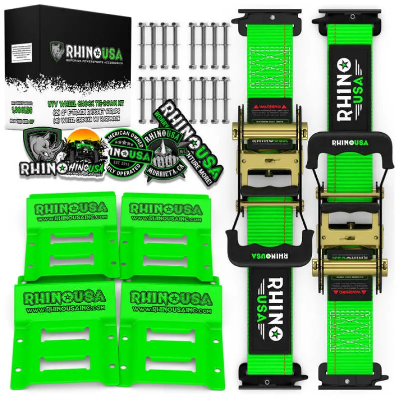 Rhino Usa Utv Wheel Chock Tie-Down Kit (2-Wheel Kit) (Green) 1