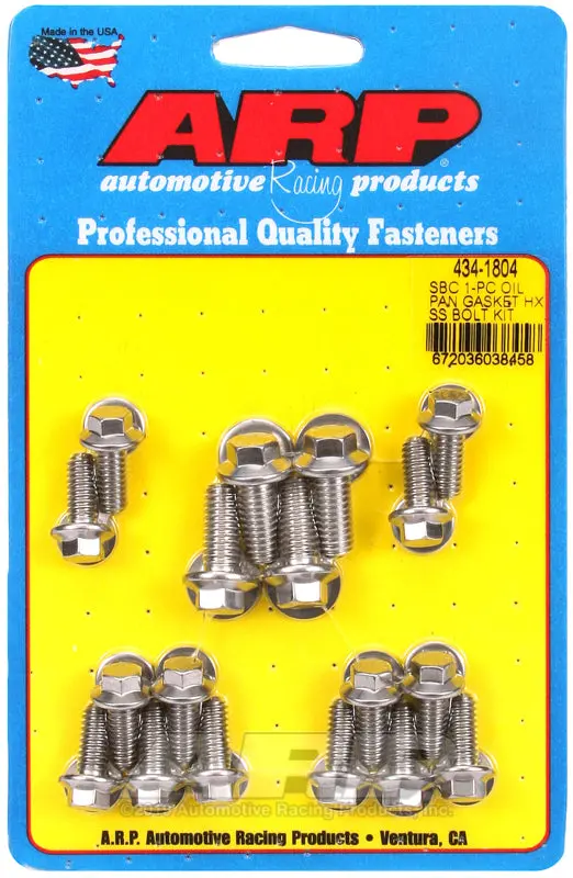 Arp Sb Chevy 1-Pc Ss Hex Oil Pan Gasket Bolt Kit 1