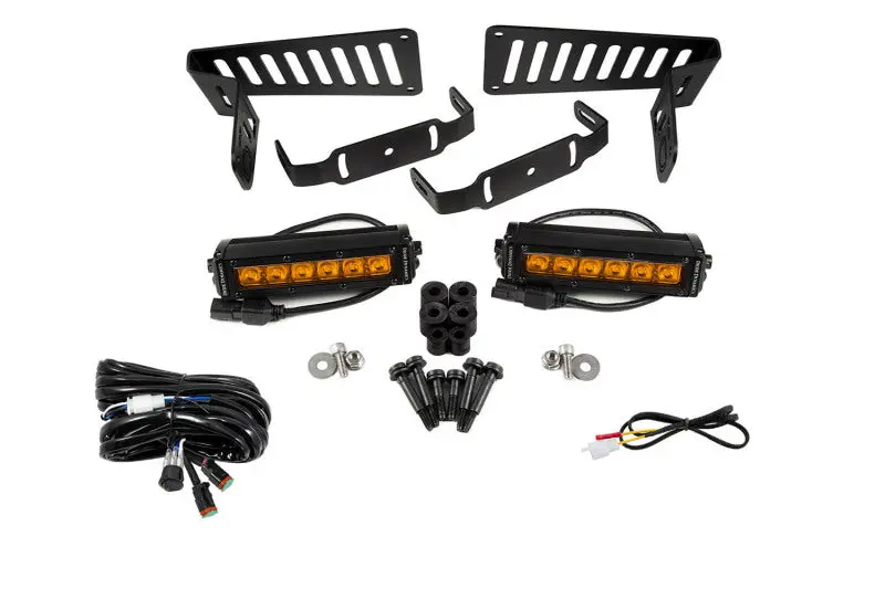 Diode Dynamics 18-21 Jeep Jl Wrangler/Gladiator Ss6 Cowl Led Bracket Kit - Amber Driving 1