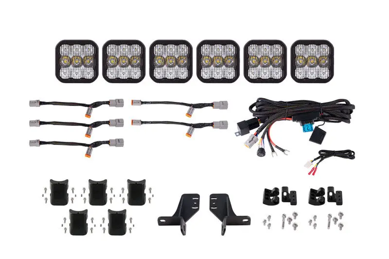 Diode Dynamics Bronco Ss5 6-Pod Crosslink Grille Lightbar Kit Pro - White Combo 1