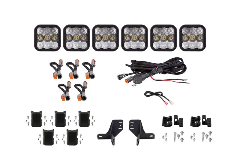 Diode Dynamics Bronco Ss5 6-Pod Crosslink Grille Lightbar Kit Sport - White Combo 1