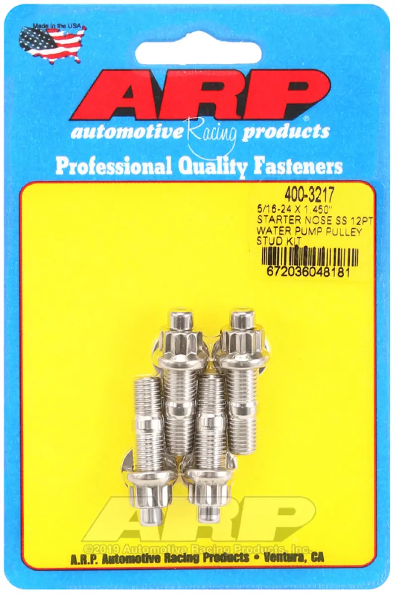 Arp 5/16-24 X 1.450 Starter Nose Ss 12Pt Water Pump Pulley Stud Kit 1