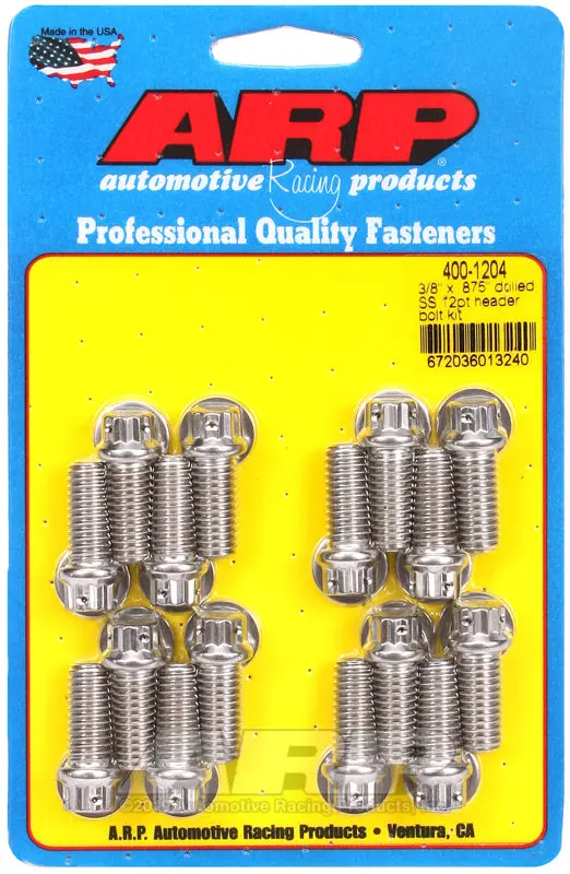 Arp 3/8 X .875 Drilled Ss 12Pt Header Bolt Kit 1