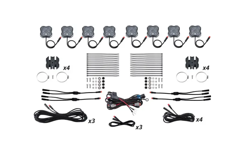 Diode Dynamics Stage Series Sxs Rock Light Installer Kit - Rgbw M8 (8-Pack) 1