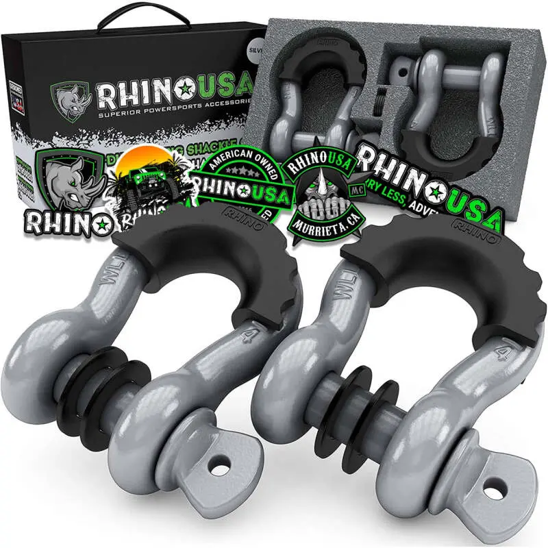 Rhino Usa 3/4In D-Ring Shackle Set (2-Pack)(Gray) 1