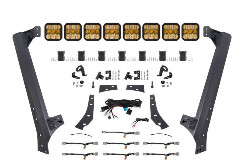 Diode Dynamics Jeep Jk Ss5 Pro Crosslink Windshield - Yellow Combo Lightbar Kit 1
