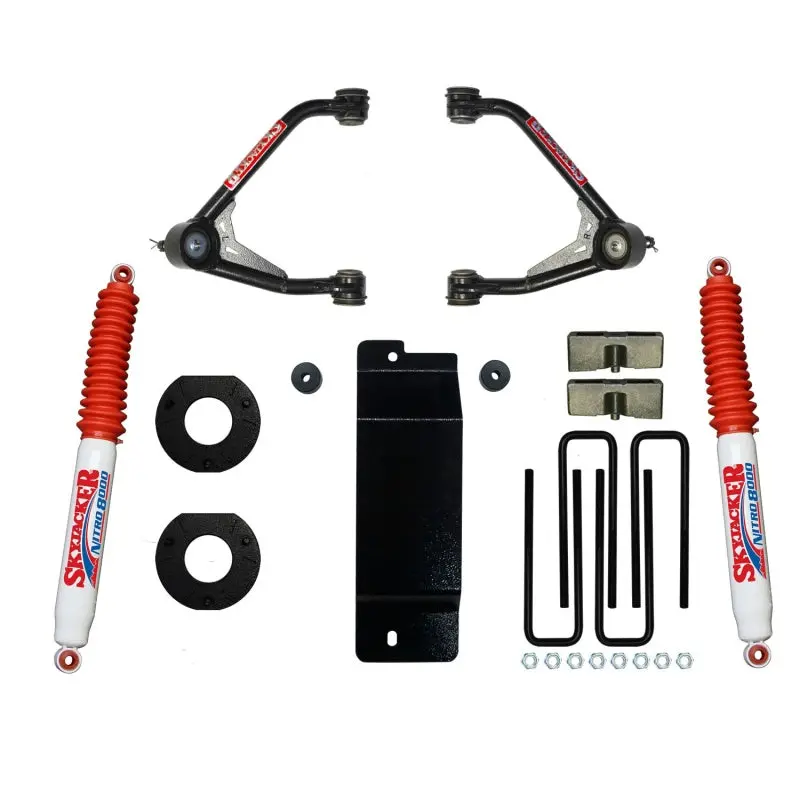 Skyjacker 3.5–4-Inch Uca Lift Kit With Nitro 8000 Rear Shocks For 2017–2018 Gm 1500 4Wd 1