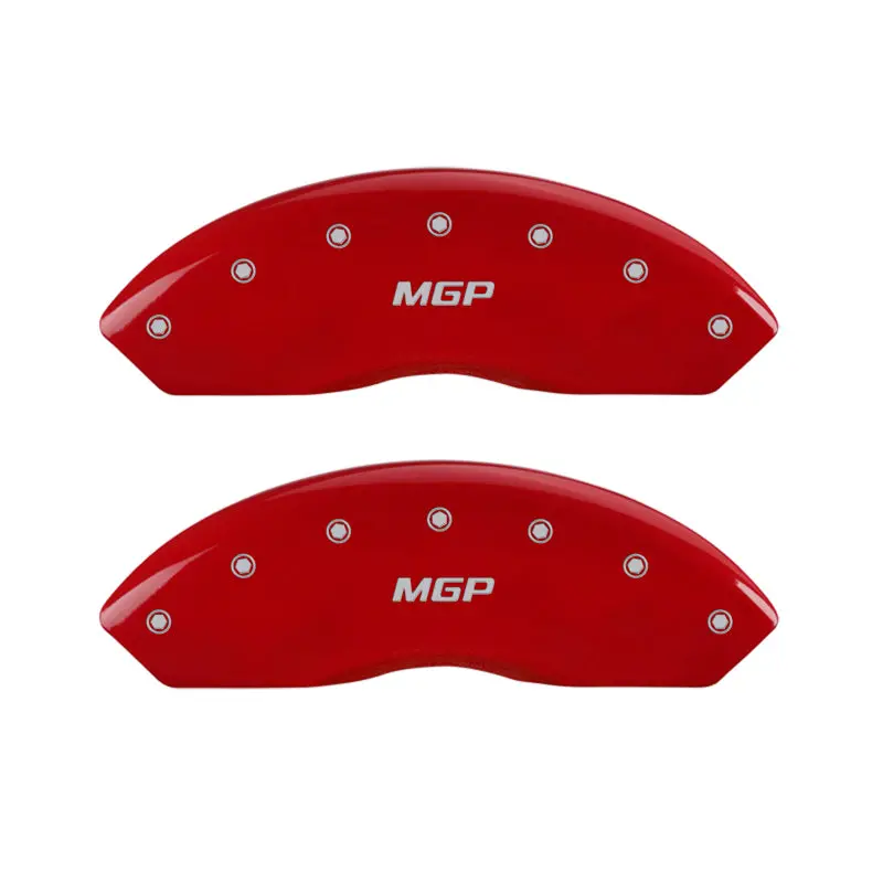 Mgp Engraved Caliper Covers – Front & Rear, Red Finish On Silver Chrome 1