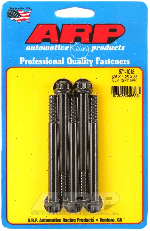 Arp M8 X 1.25 X 85 12Pt Black Oxide Bolts (5/Pkg) 1