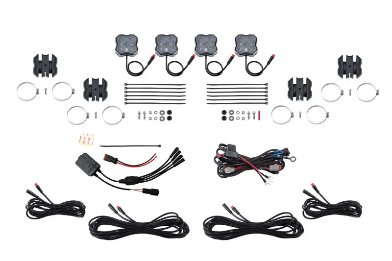 Diode Dynamics Stage Series Sxs Rock Light Installer Kit - Rgbw M8 W/Controller (4-Pack) 1