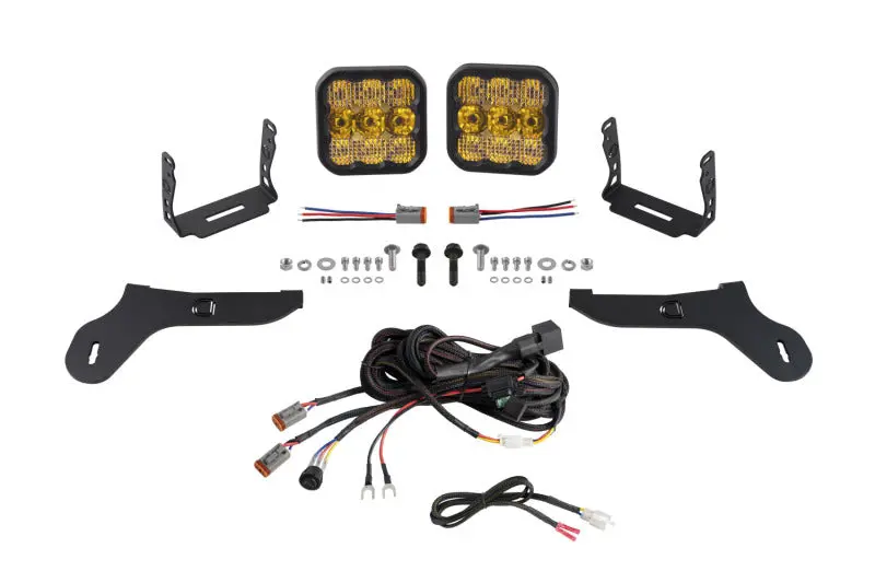 Diode Dynamics 17-20 Ford Raptor Ss5 Bumper Led Pod Light Kit - Yellow Pro Combo 1