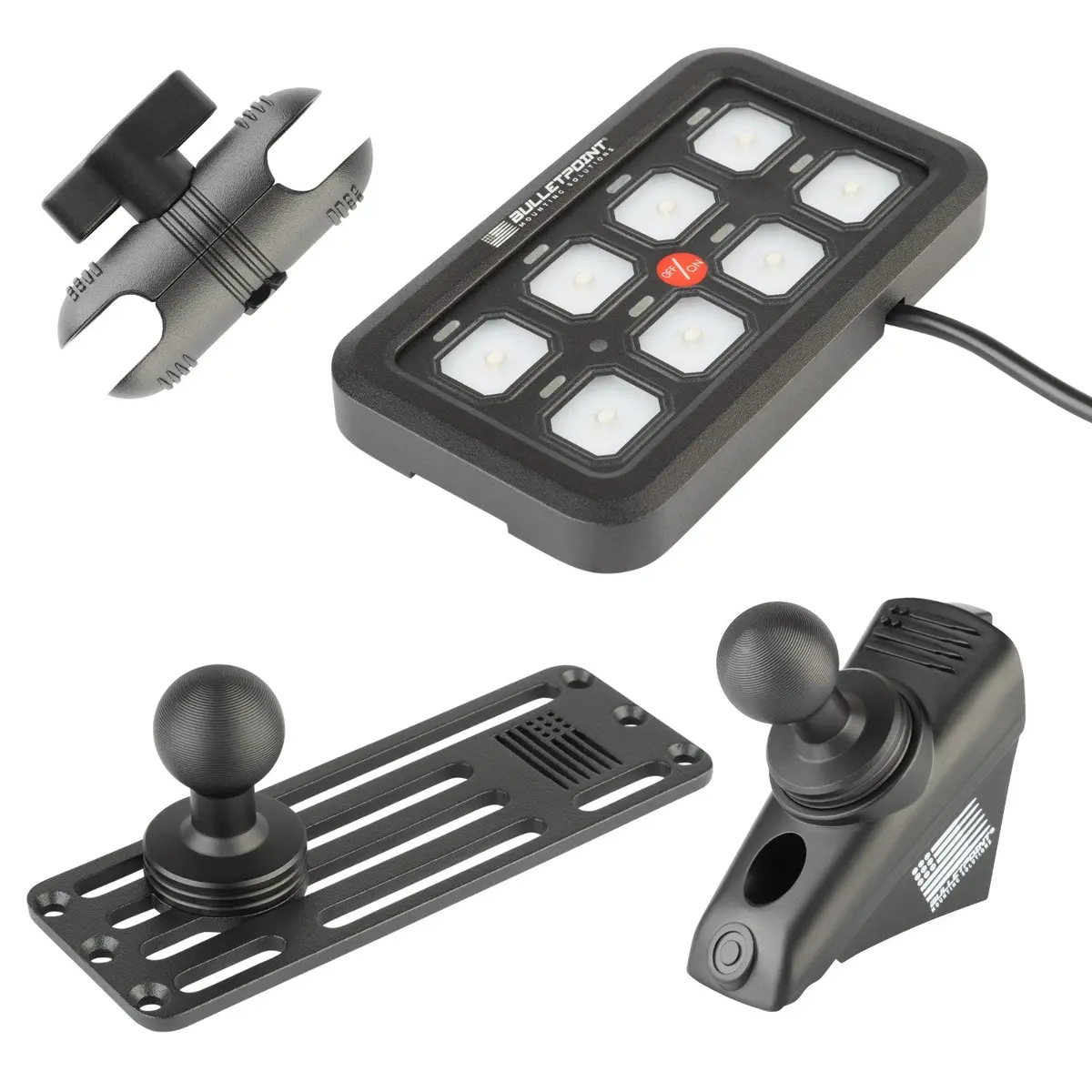 2018-2023 Jeep Wrangler Jl + 2020-2023 Jeep Gladiator A-Pillar Grab Bar Mount With 8-Circuit Switch Panel Bundle 1