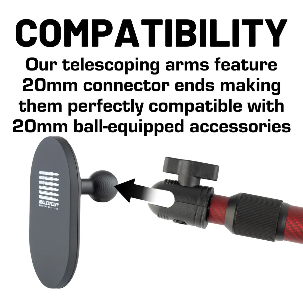Telescoping Matte Color Carbon Fiber Mounting Arms With 20Mm Connector Ends 6
