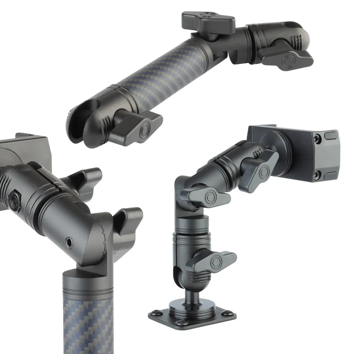 Locking Adjustable Carbon Fiber + Kevlar Mounting Arms With Articulating Joint (Various Sizes) 1