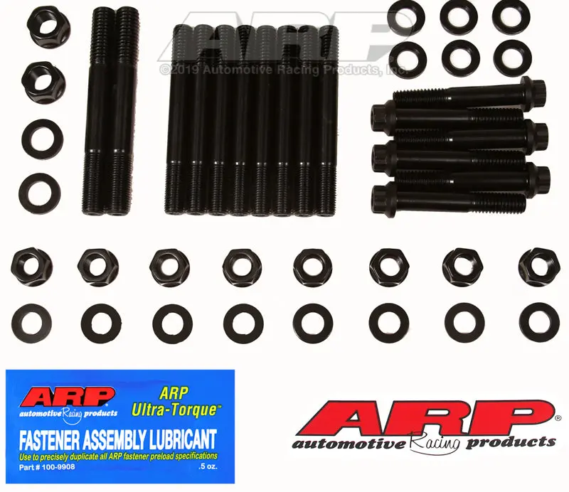 Arp Little M Iron Main Caps 4 Bolt Splayed Main Stud Kit - Black 1