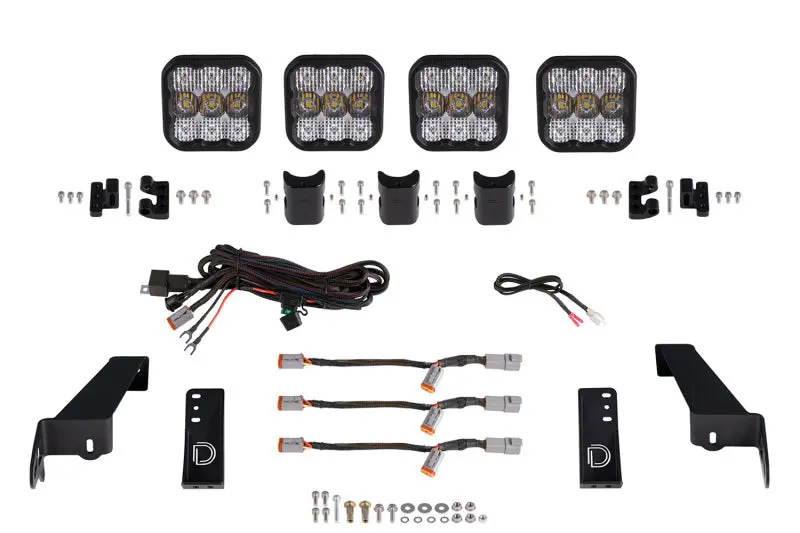 Diode Dynamics Jeep Jl Ss5 4-Pod Crosslink Grille Lightbar Kit Pro - White Combo 1