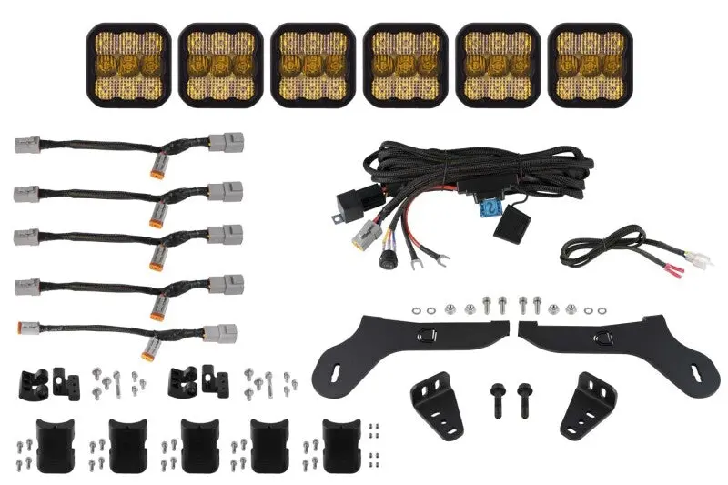 Diode Dynamics 17-20 Ford Raptor Ss5 Grille Crosslink Lightbar Kit - Yellow Pro Combo 1