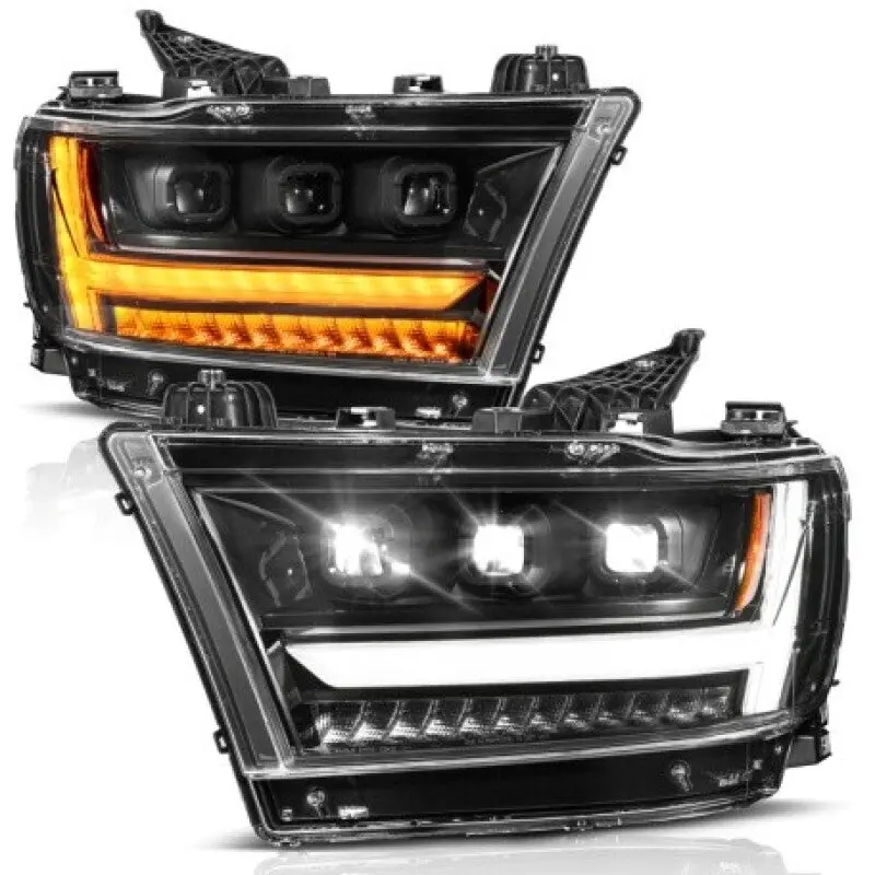Anzo 19-24 Ram 1500 (New Body/Oe Halogen) Full Led Proj Headlights Drl/Seqsig Black - Pass. Side 1