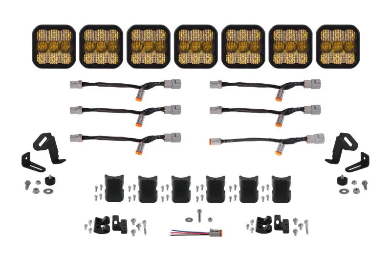 Diode Dynamics Ss5 Pro Universal Crosslink 7-Pod Lightbar - Yellow Combo 1