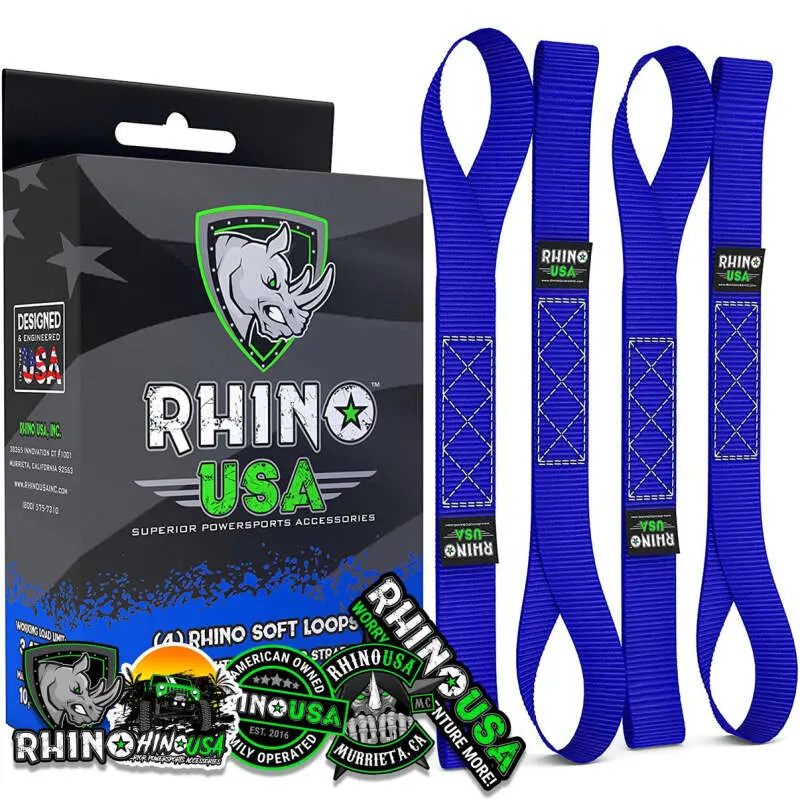 Rhino Usa Soft Loops Motorcycle Tie-Down Set 4-Pack Blue 1