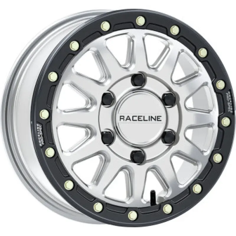 Raceline A14bg Alpha 15X6.5In/6X139.7 Bp/74Mm Offset/78.1Mm Bore - Silver & Blk Ring Beadlock Wheel 1