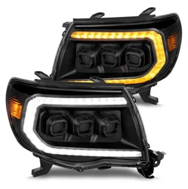 Anzo 05-11 Toyota Tacoma Full Led Projector Headlights White Drl/Init/Seqsig Black - Pair 1