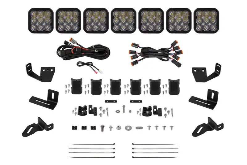 Diode Dynamics Prinsu/Sherpa Roof Racks- Ss5 7-Pod Crosslink Mounting Kit - Pro White Driving 1