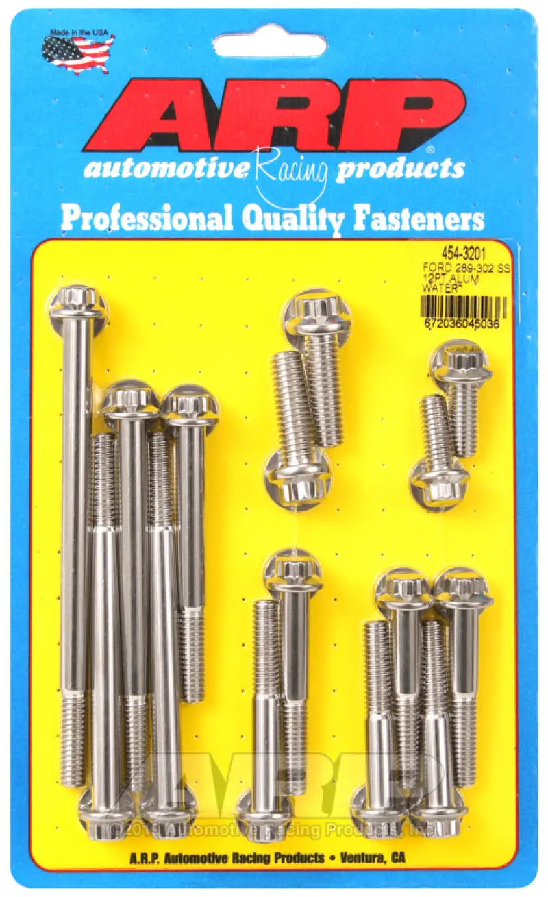 Arp Ford 289-302 Ss 12Pt Aluminum Water Pump And Front Cover Bolt Kit 1