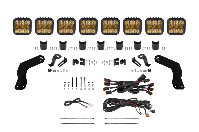Diode Dynamics 17-24 Can-Am Maverick X3 Ss5 Pro Crosslink Roof Lightbar Kit - Yellow Combo 1
