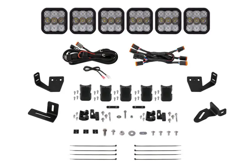 Diode Dynamics Prinsu/Sherpa Roof Racks Ss5 6-Pod Crosslink Mounting Kit - Pro White Combo 1