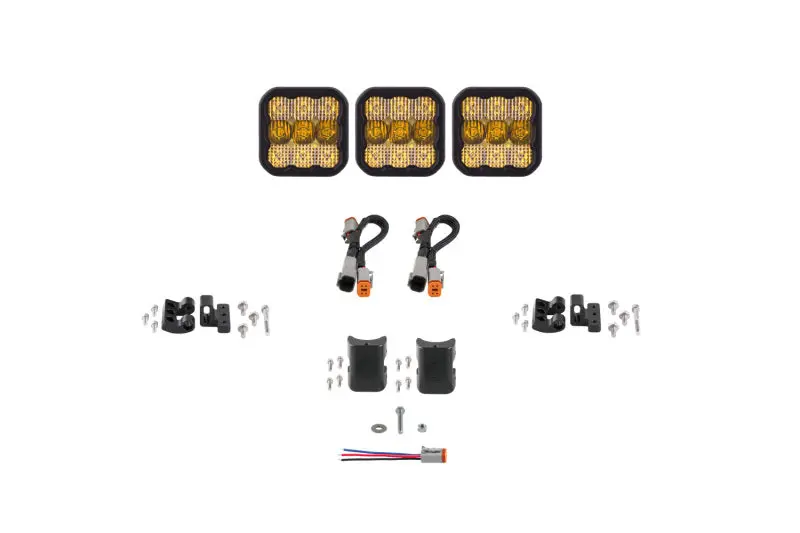 Diode Dynamics Ss5 Sport Universal Crosslink 3-Pod Lightbar - Yellow Combo 1